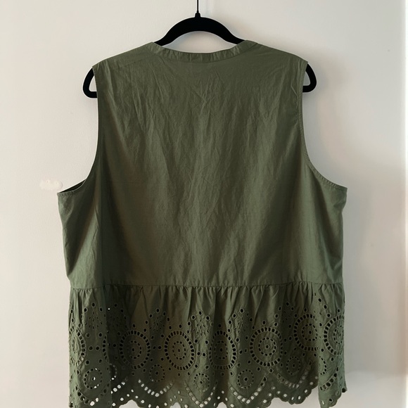 Gap Eyelet Sleeveless Army Green Olive Spring Top | Good Cond | Only Worn Once - Picture 3 of 4